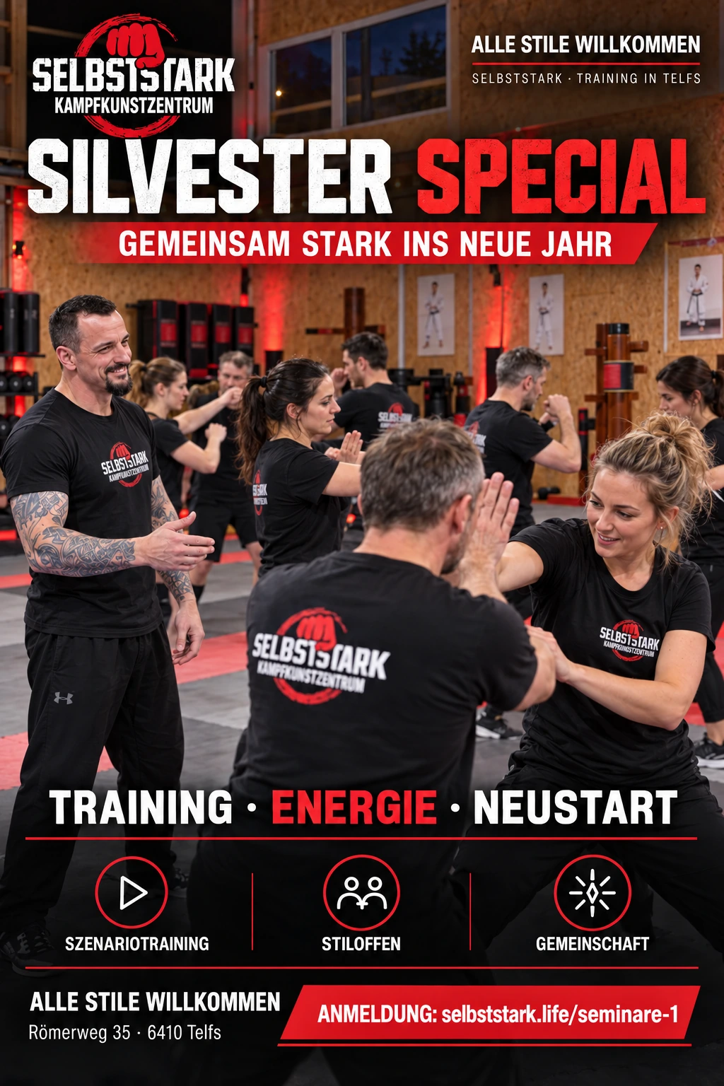 Seminarmotiv zum Silvester Special: gemeinsames Training zum Jahreswechsel